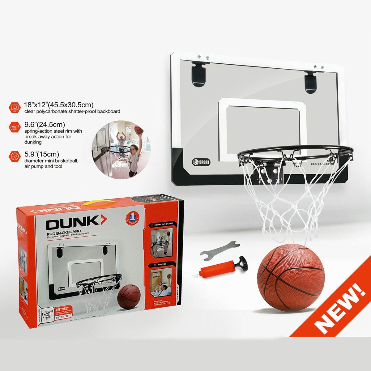 Şəffaf basketbol lövhəsi, qarmaqlarla 1