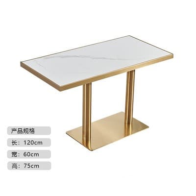 Covered with gold edge snow mountain white 120*60 + titanium stainless steel feet