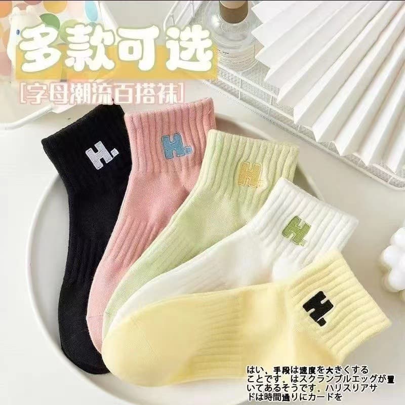 Women's boat socks h (10 pairs/pack of 5 colors mixed)