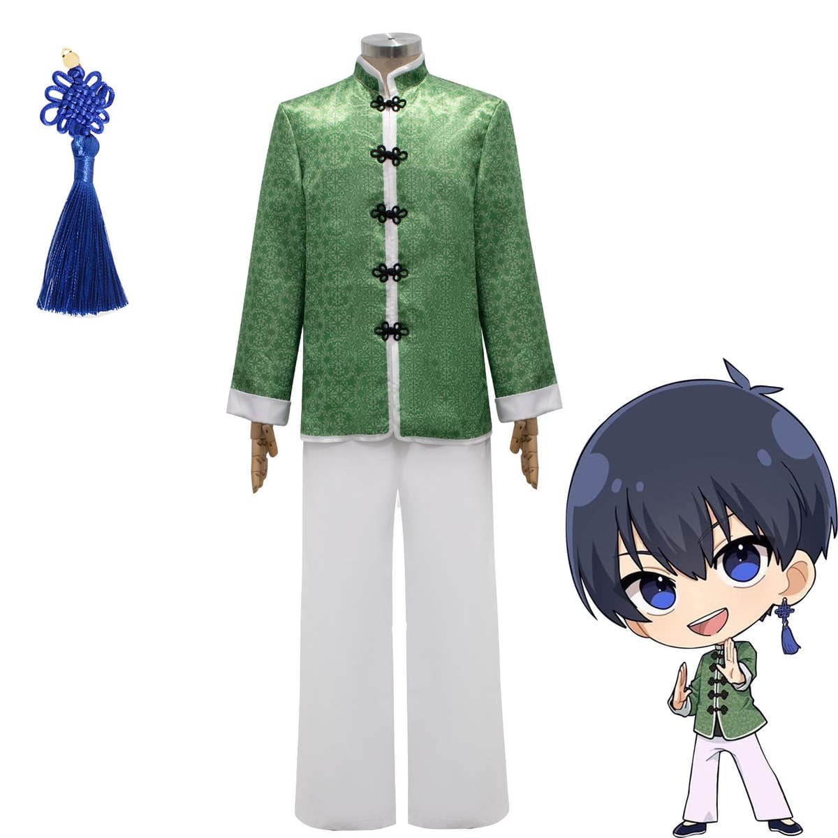 Blue Prison Cos Chinese Kung Fu 2 Jieshi Green Kung Fu Suit Cosplay Anime Halloween 1