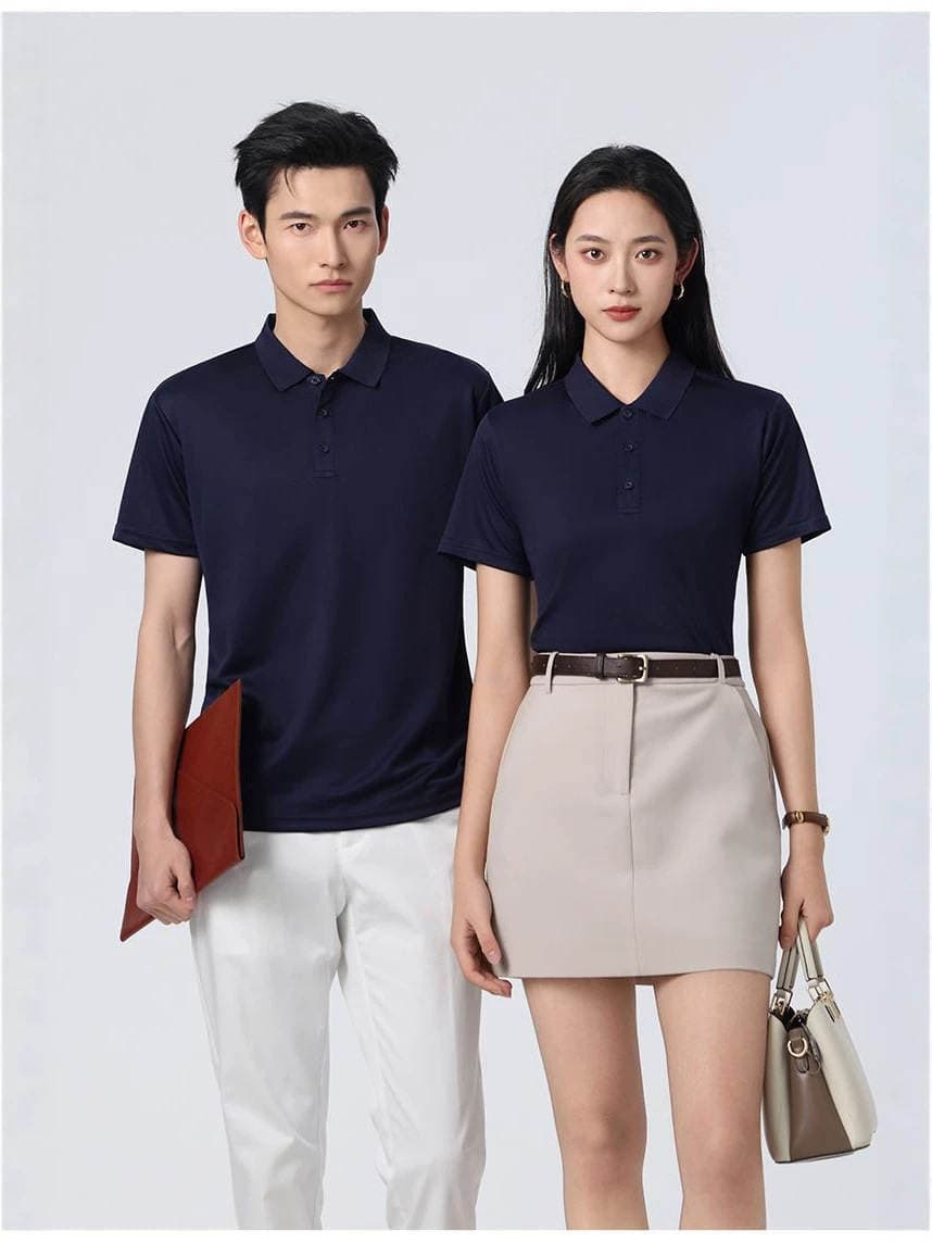 Solid Color Mesh Quick-Dry Polo Shirt with Breathable, Sweat-Absorbent, Cool and Soft Fabric, Customizable Logo 1