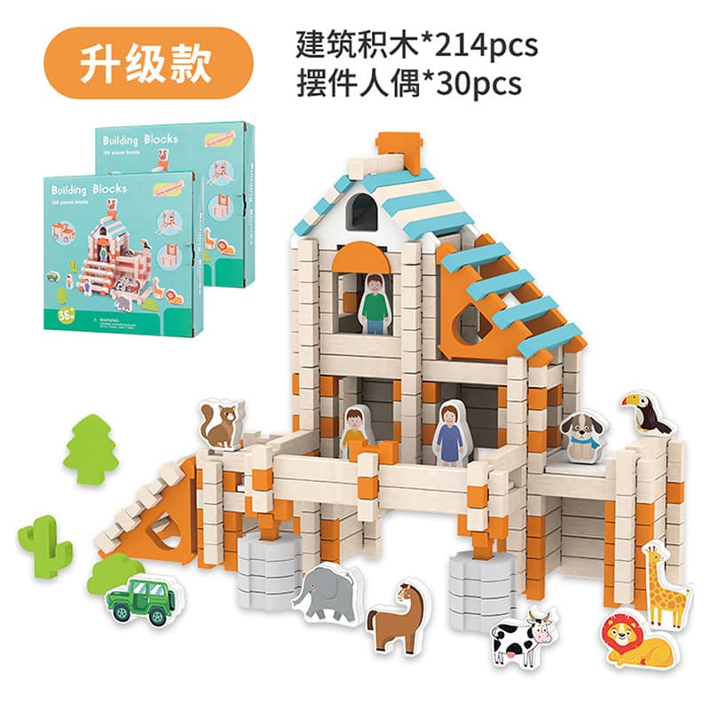 Type b mortise and tenon building blocks (214 pieces) + storage box