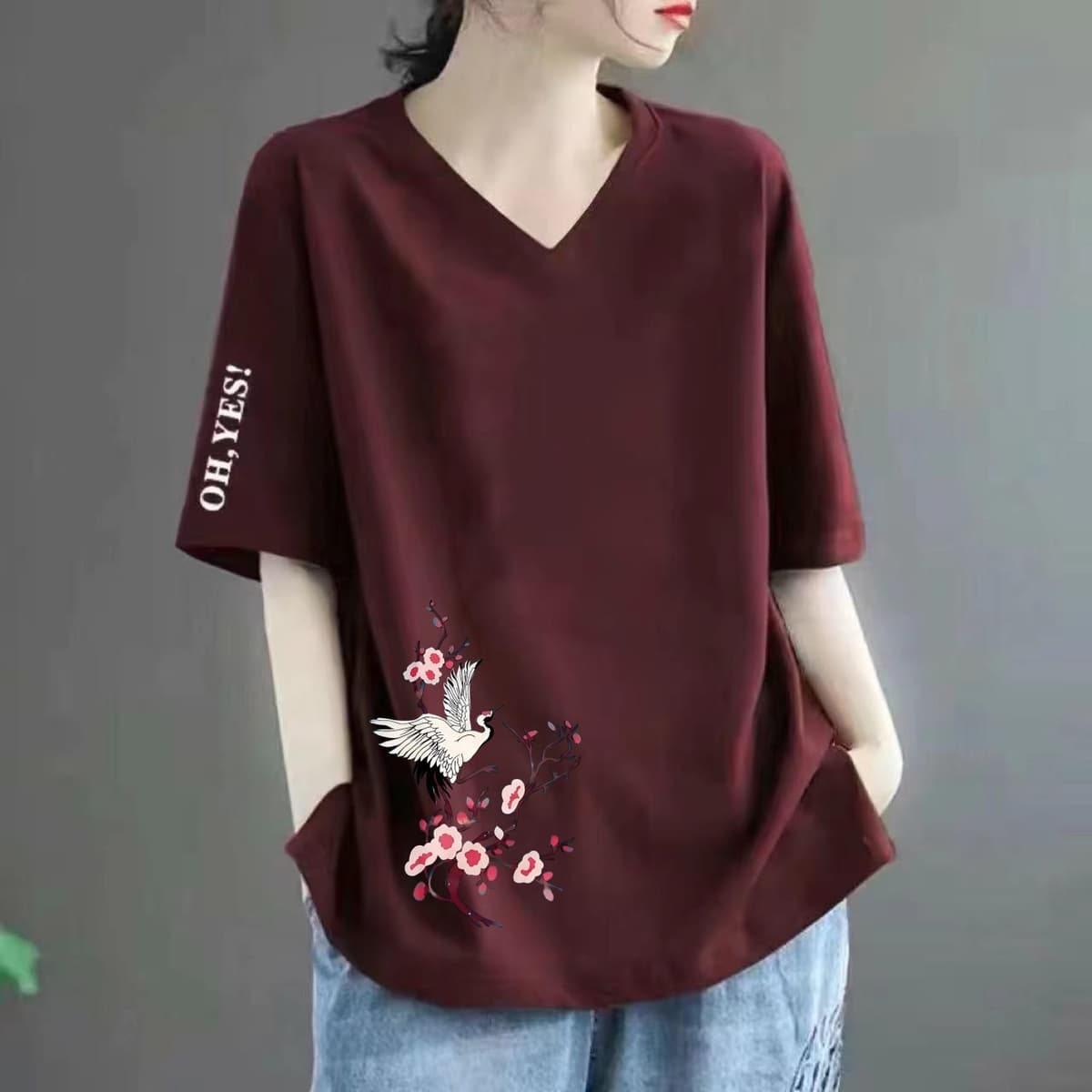49 wine red [lower] crane plum blossom
