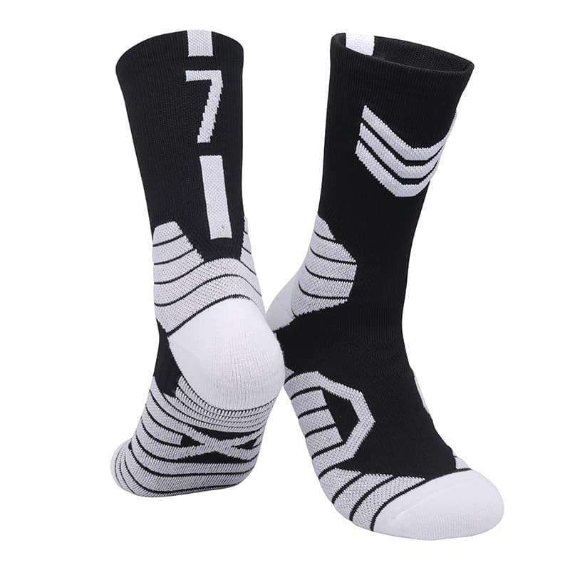 Black and white no. 7-adult socks