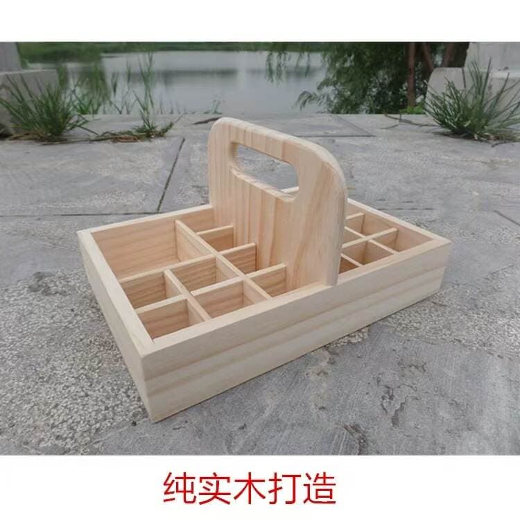 Wooden Essential Oil Box, Pine Wood Gift Storage, Solid Pine Wood 21-Compartment Portable Basket, Doterra Bottle Organizer Wooden Rack 2