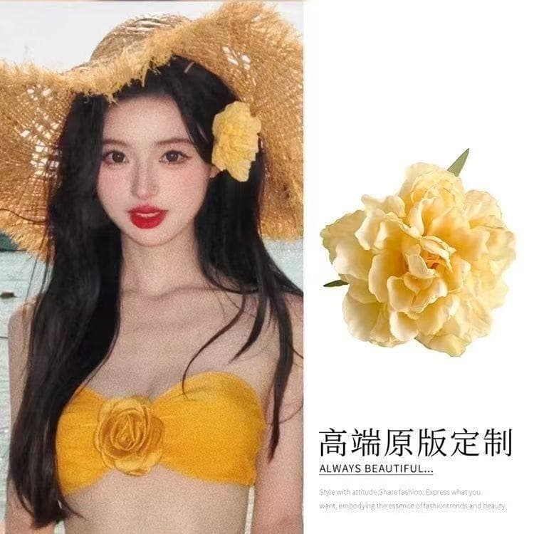 6014 holiday style flower hairpin-light yellow