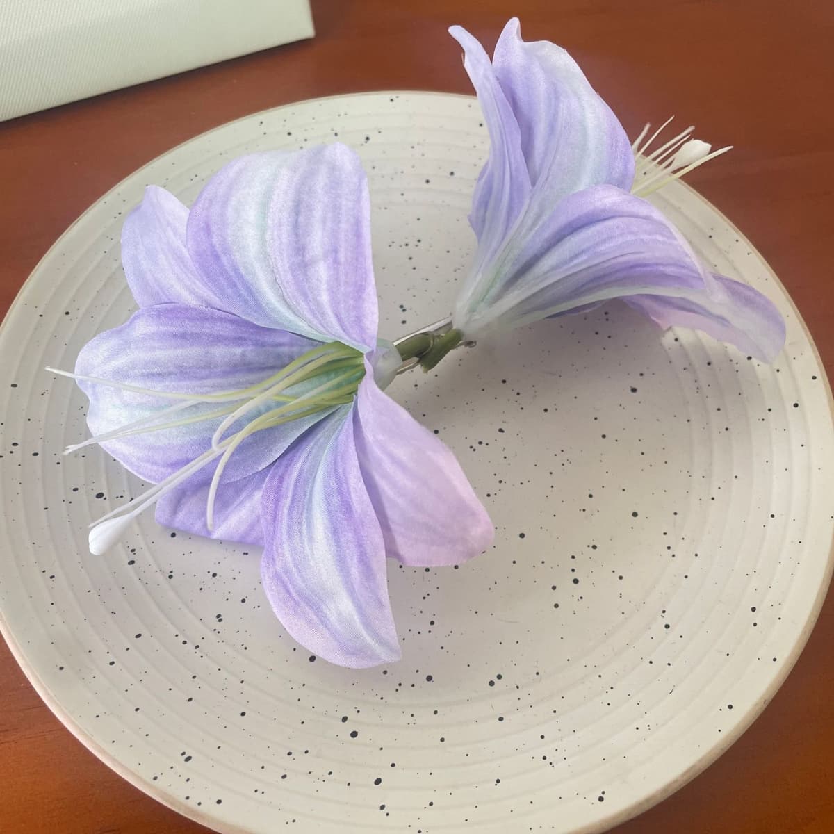 Purple super fairy lily flower hair clip