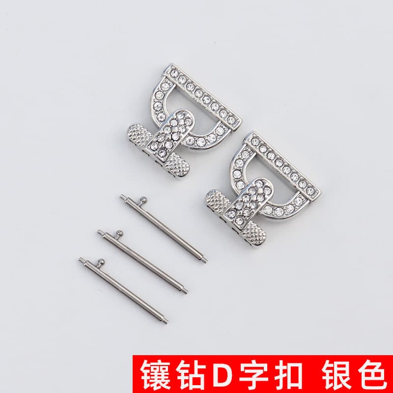 New diamond-encrusted beaded d-buckle-silver