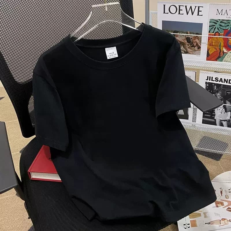 (black) solid color short sleeves