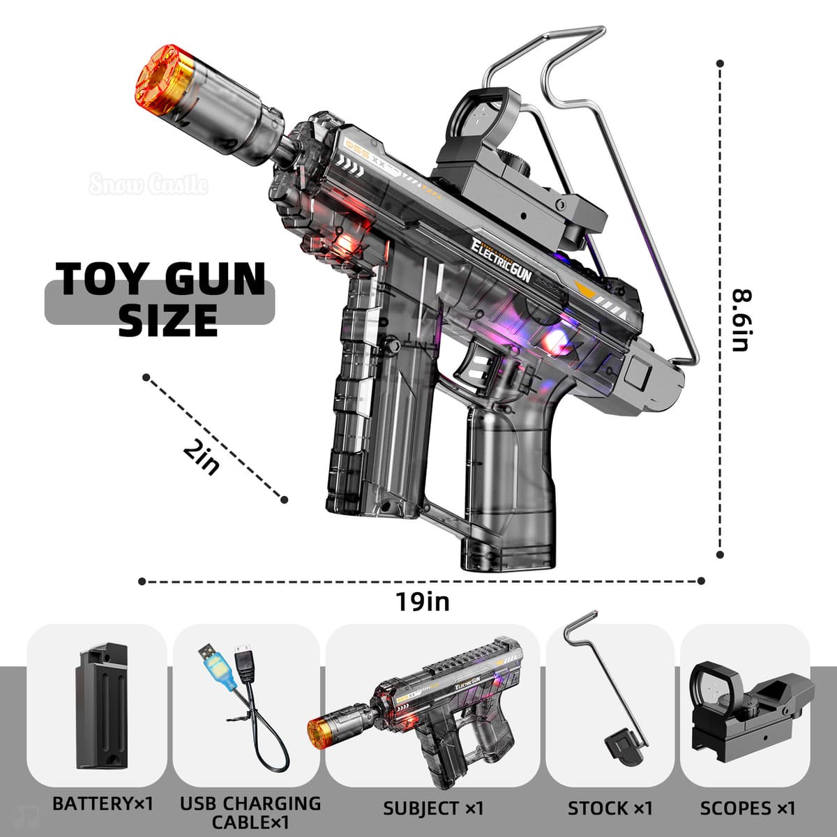 Uzi linkage spray version sound and light gun-transparent black (color box)