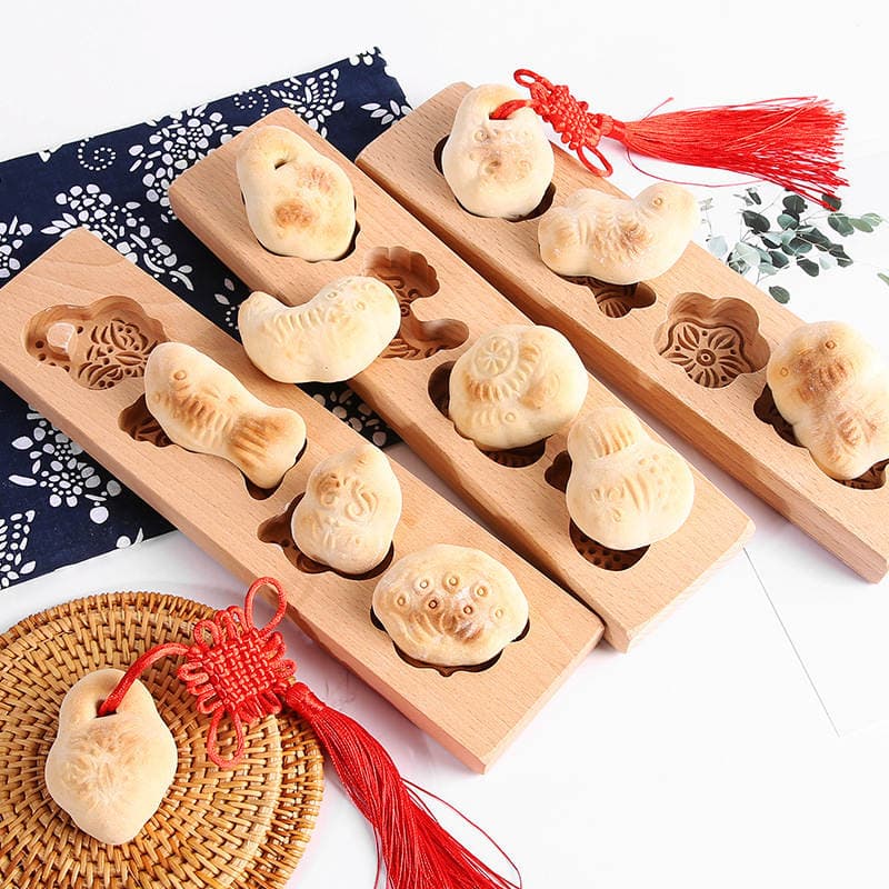 Wholesale Wooden Candy Molds, Qixi Festival Cake Flower Tools, Mung Bean Cake Zodiac Food-Shaped Cartoon Flower Wooden Molds 2