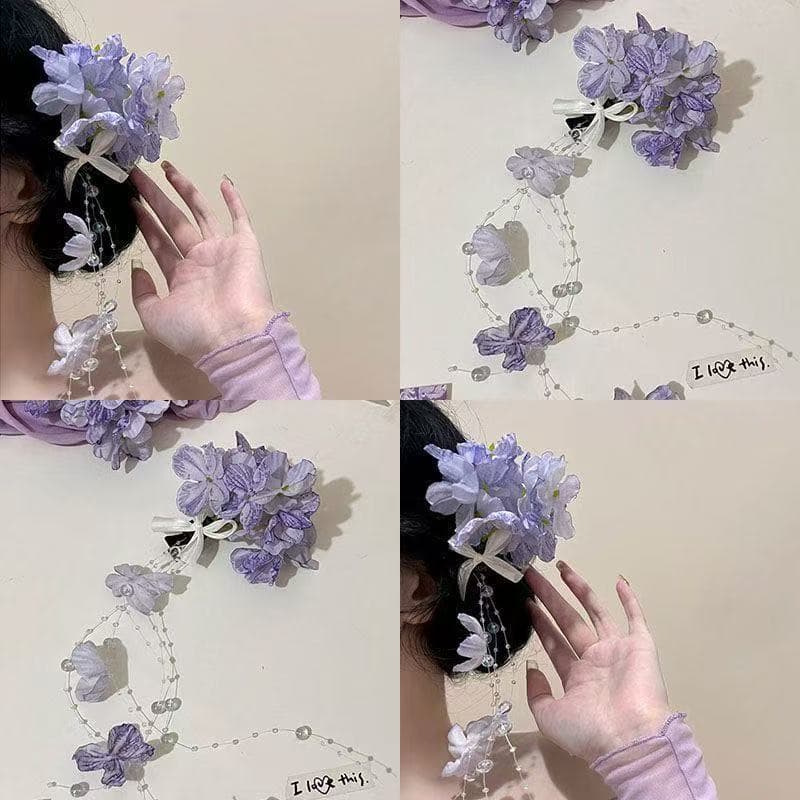 5805 lily of the valley tassel hair clip - purple