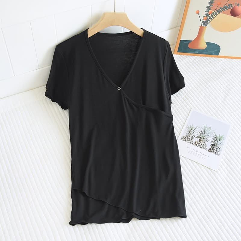 Black [short sleeve]-hidden button-jacket