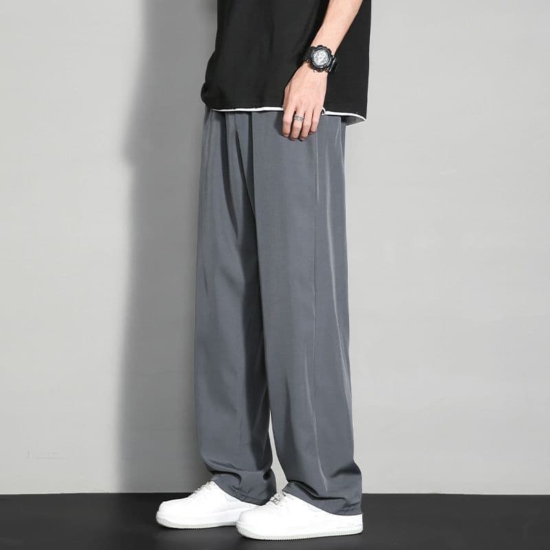 Four-way stretch straight-leg pants dark gray