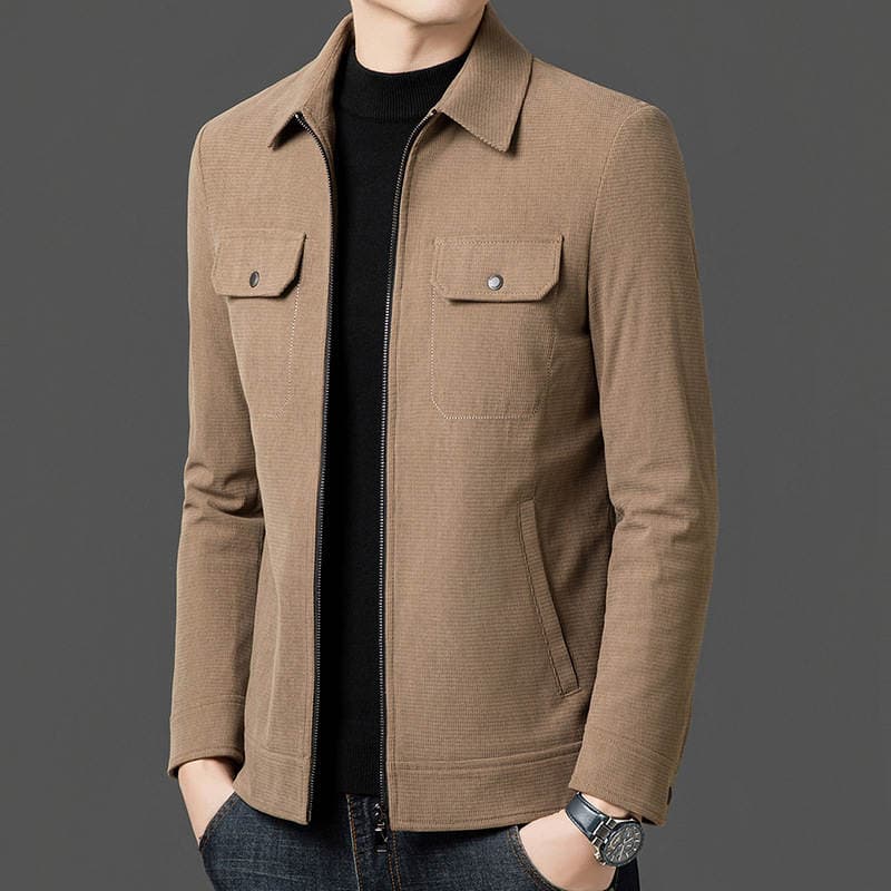 Winter Cotton Jacket Men's Lapel Casual Cotton Jacket Winter Middle-Aged Trendy Business Warm Light Luxury Fashion Jacket 4