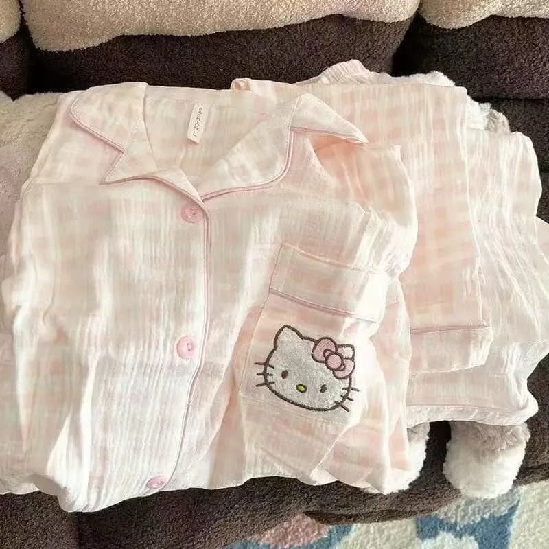 Kitty cat pajamas long sleeves pants cartoon home clothes suitxl size (recommended 115-130) 87638763