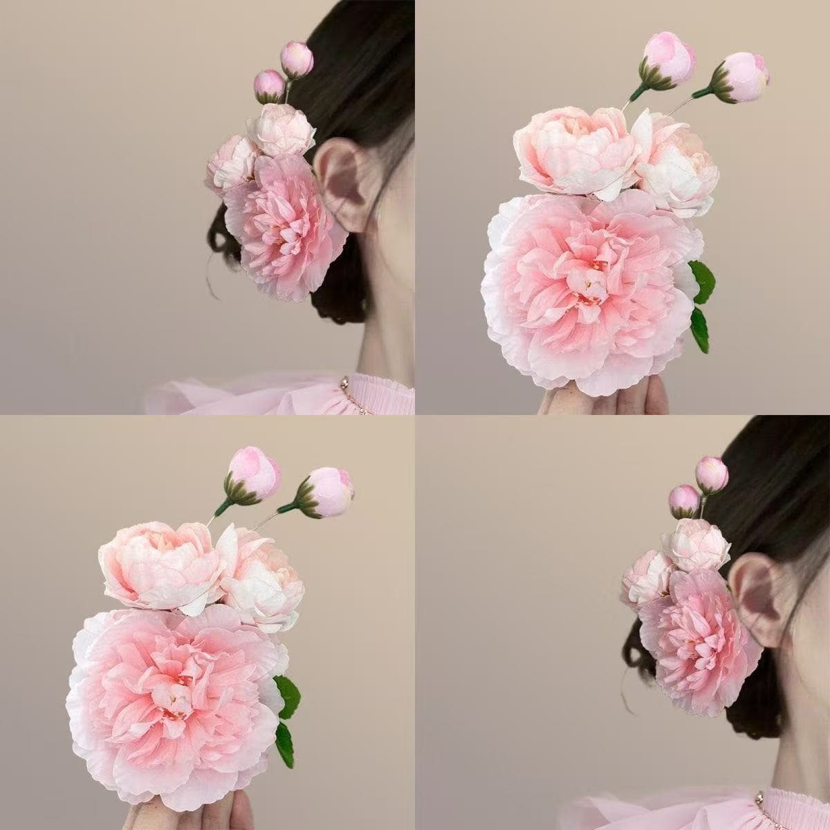 5941 ancient style silk peony hair clip! (please note: pink!)