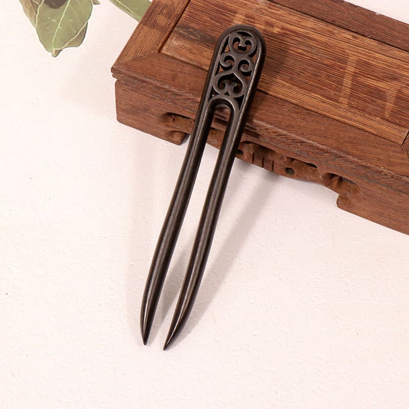 Ebony hairpin - small window grille design (13cm)
