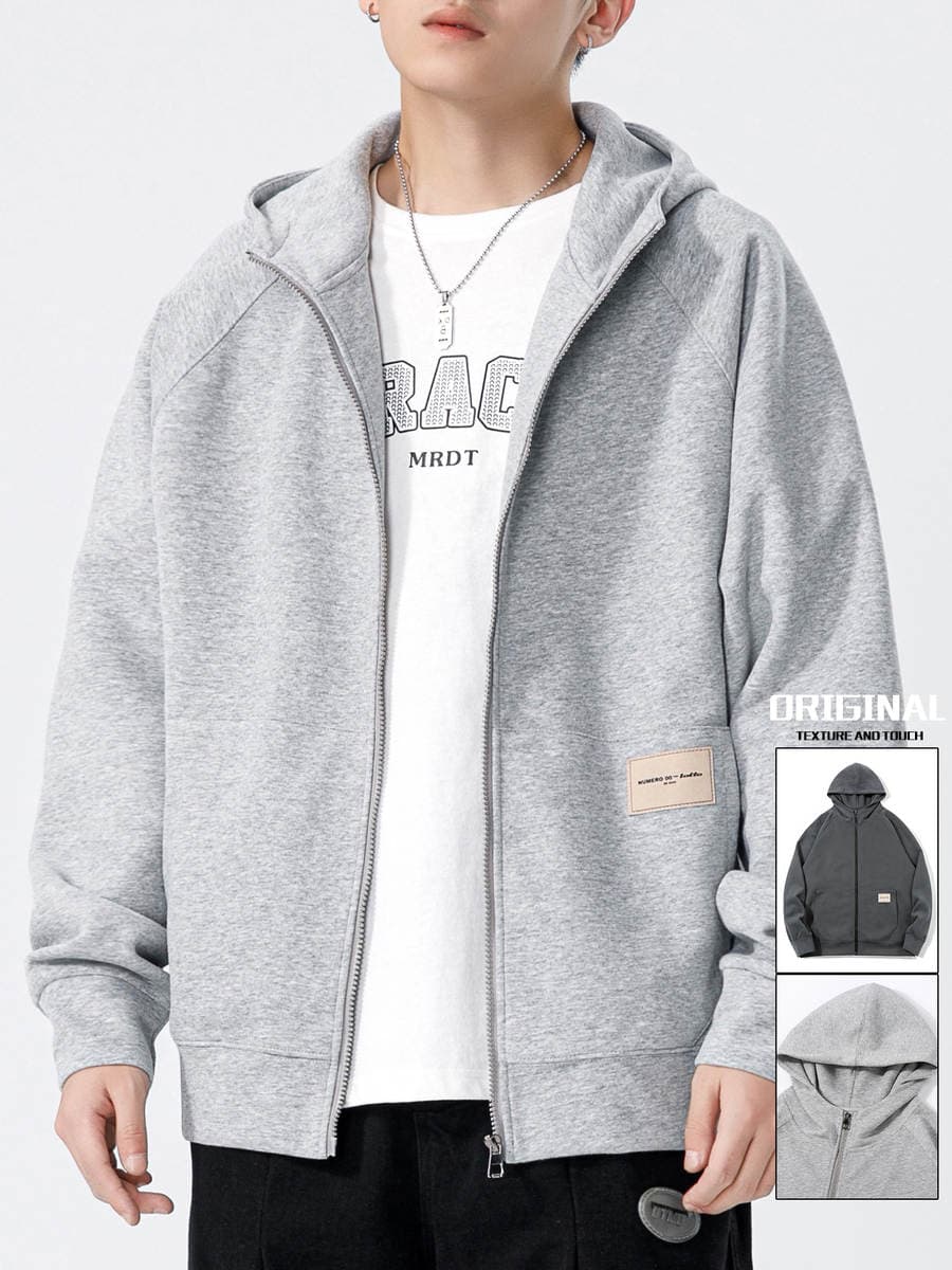 Spring and Autumn New Men's Sports Suit, Zip-Up Hooded Jacket, Loose Jogger Sweatpants, Trendy Heavyweight Two-Piece Set 3