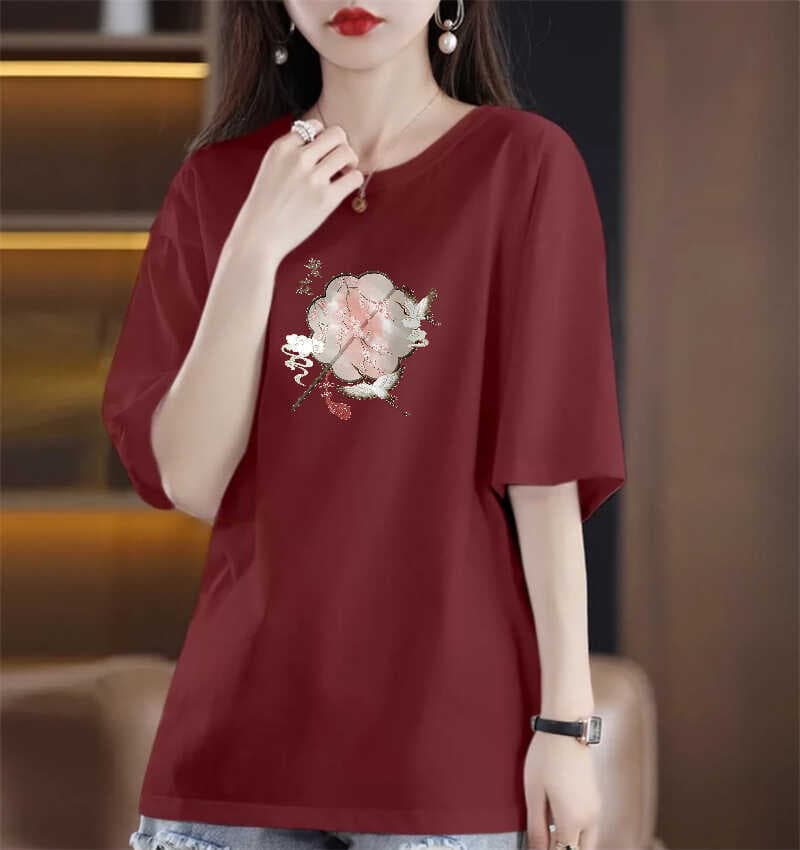 51 burgundy [medium] pink flower fan