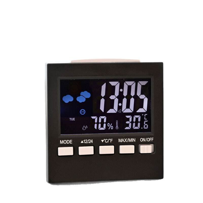 2159t Rəngli ekranlı hava saatı (LED, səsli işıqlandırma, təqvim, termometr, hiqrometr, rəqəmsal zəngli saat) 5
