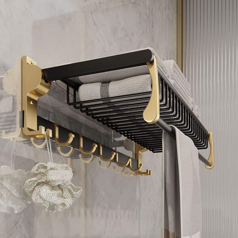 Punch-free Space Aluminum Towel Rack Bathroom Bathroom Bathroom Hardware Pendant Set Mesh Basket Towel Rack 4