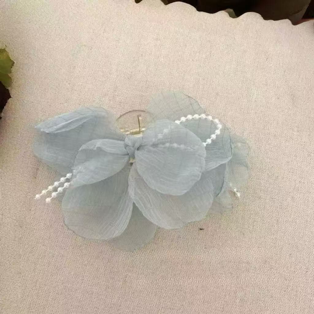 6063 beaded burnt edge flower clip-blue