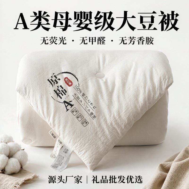 Class a Raw Cotton Soy Fiber Quilt Spring & Fall Dormitory Single and Double Quilt Event Gift Quilt Warm and Thickeneded Winter Quilt 1