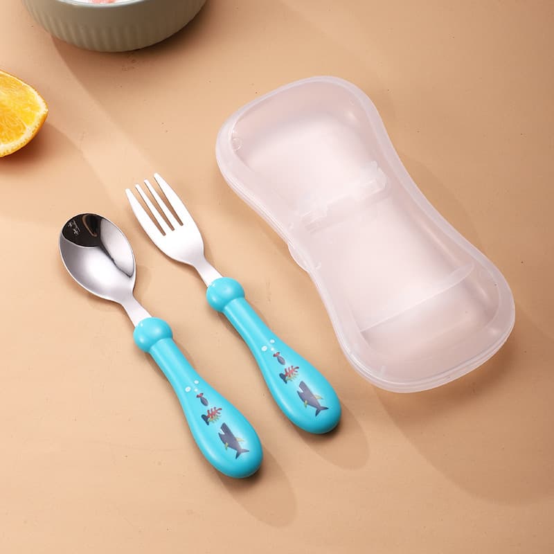 Light blue fork and spoon set
