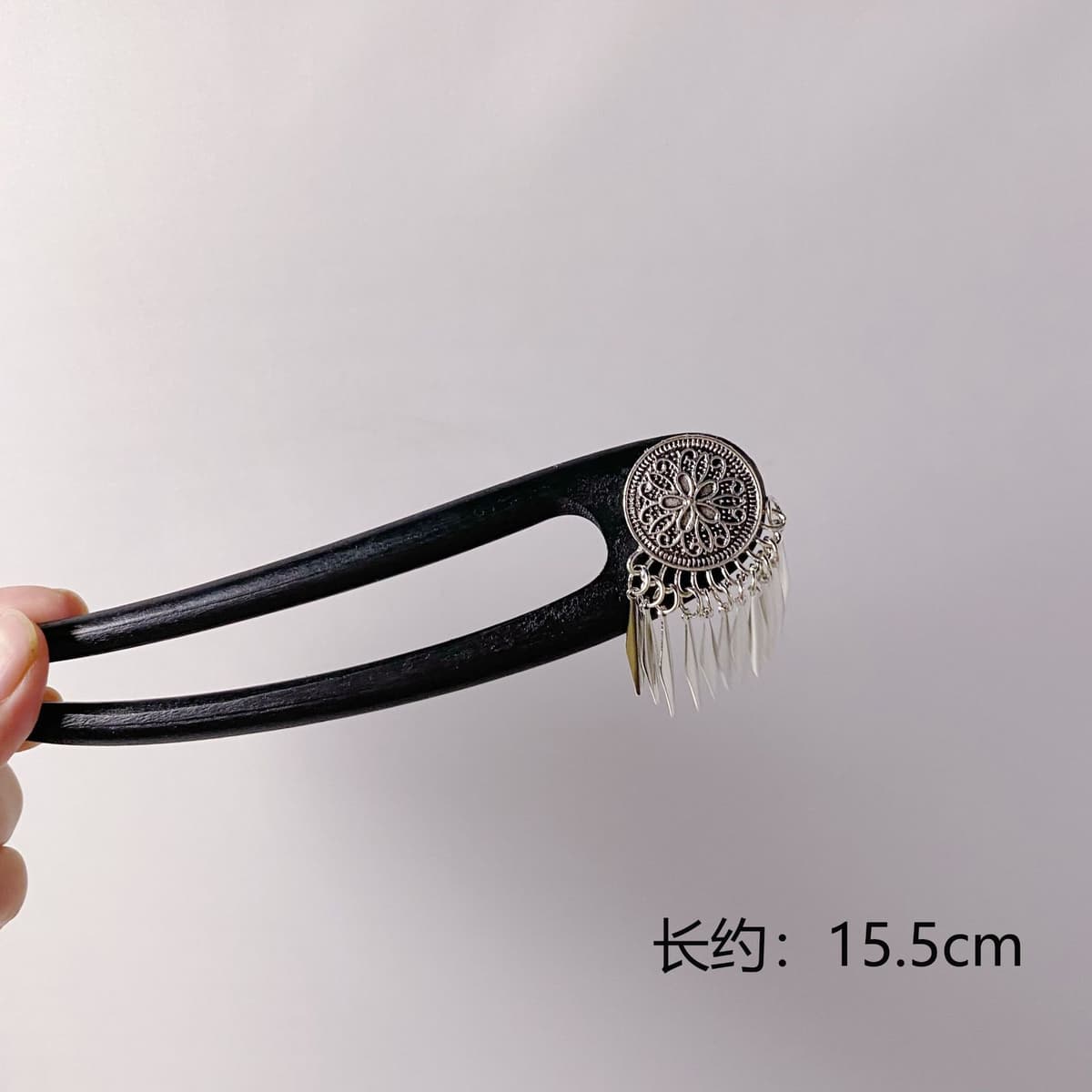 282#silver bell tassel-U-shaped hairpin