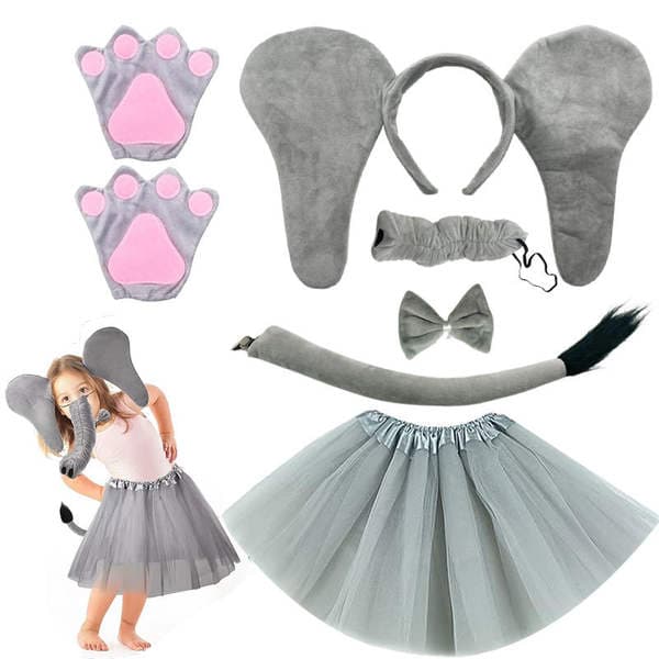 2026 New Model Elephant Ears Tail Animal Paw Set Halloween Cosplay Props for Children's Performances and Adults