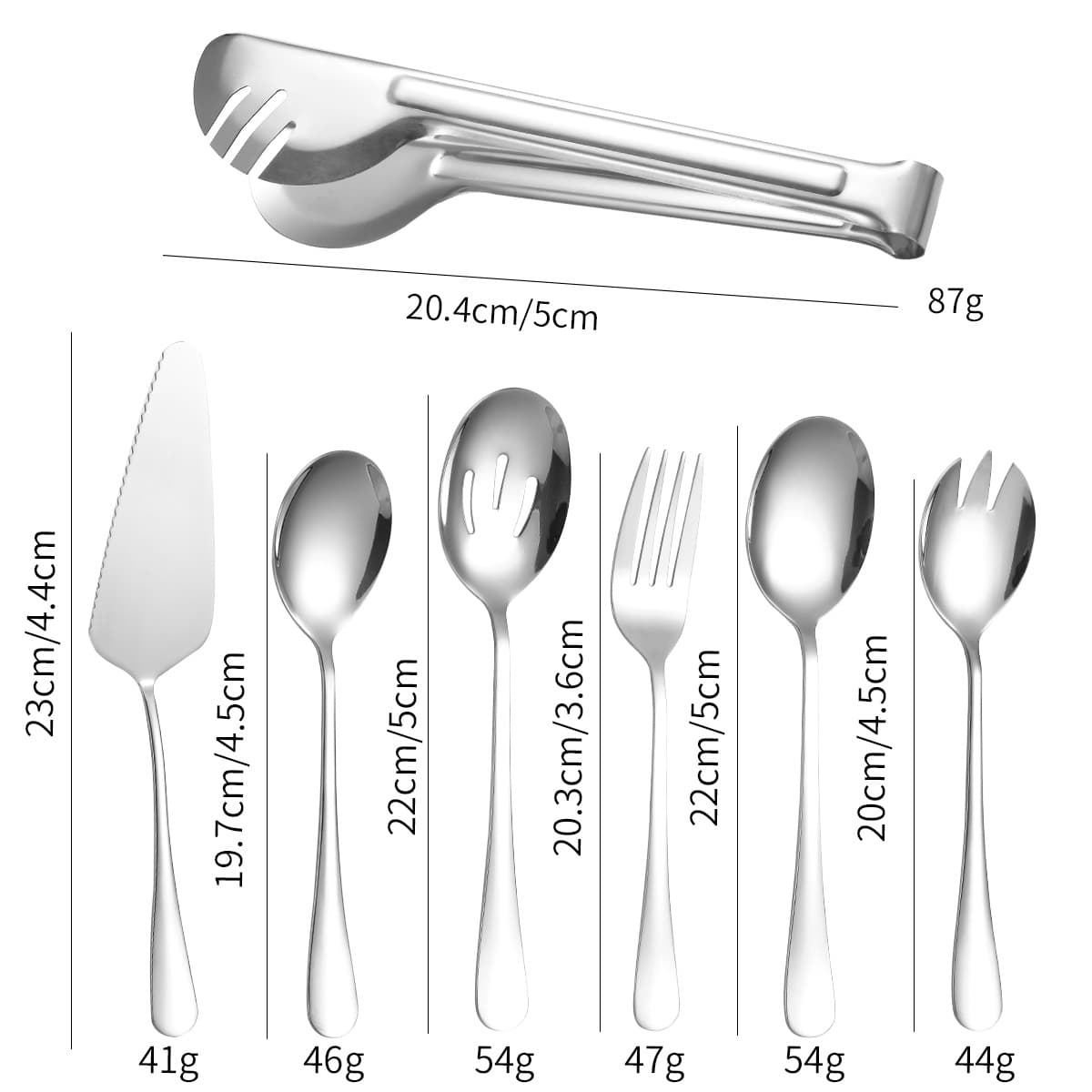 Silver 7-piece set (with semi-circle clip)