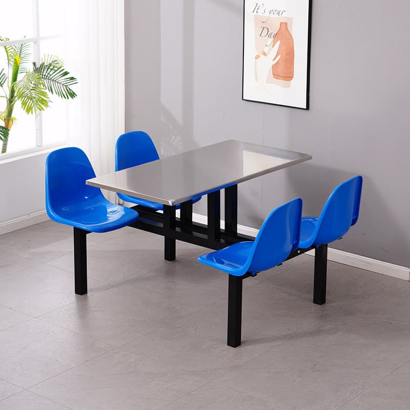 Stainless steel table top + iron bracket + back seat for 4 people