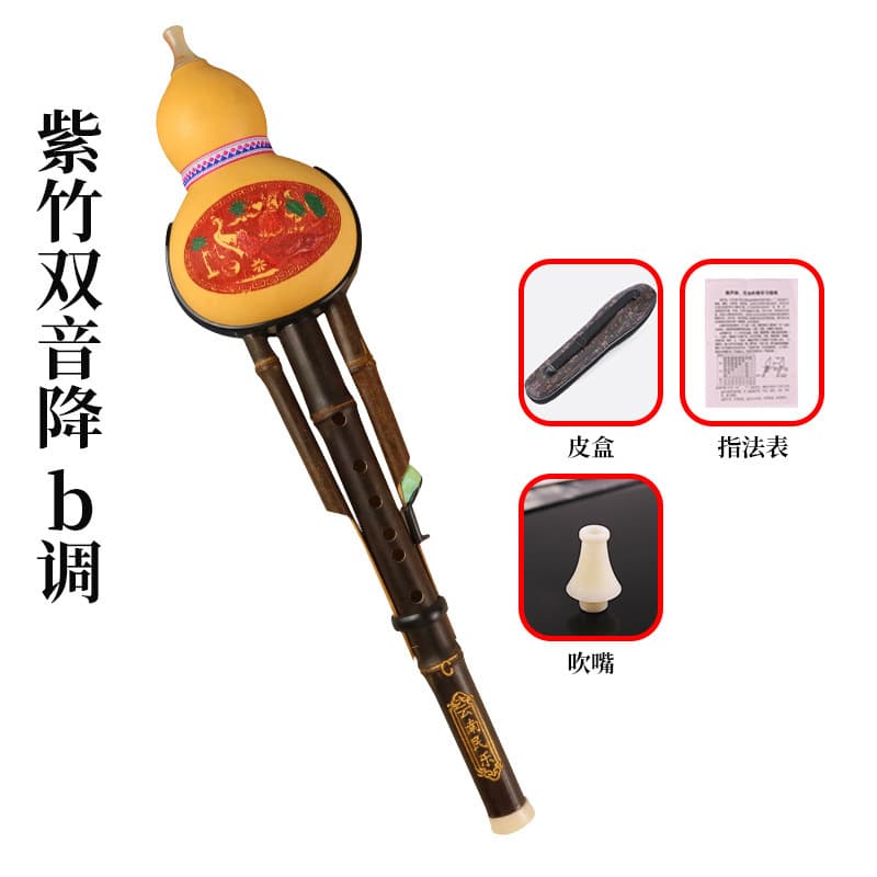 Classic purple bamboo two-tone b flat + box + fingering chart + mouthpiece