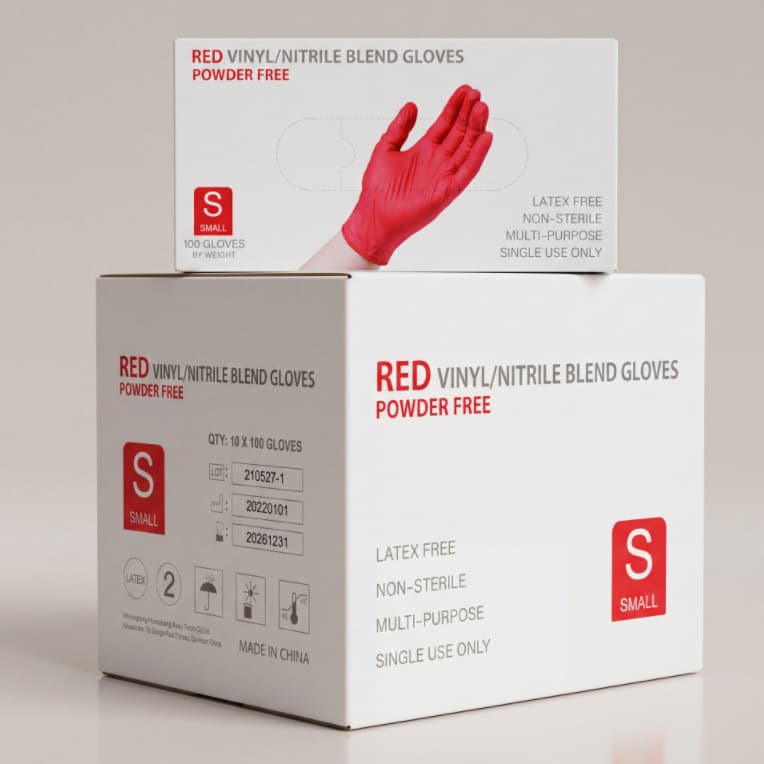 Red composite nitrile gloves - 100/box