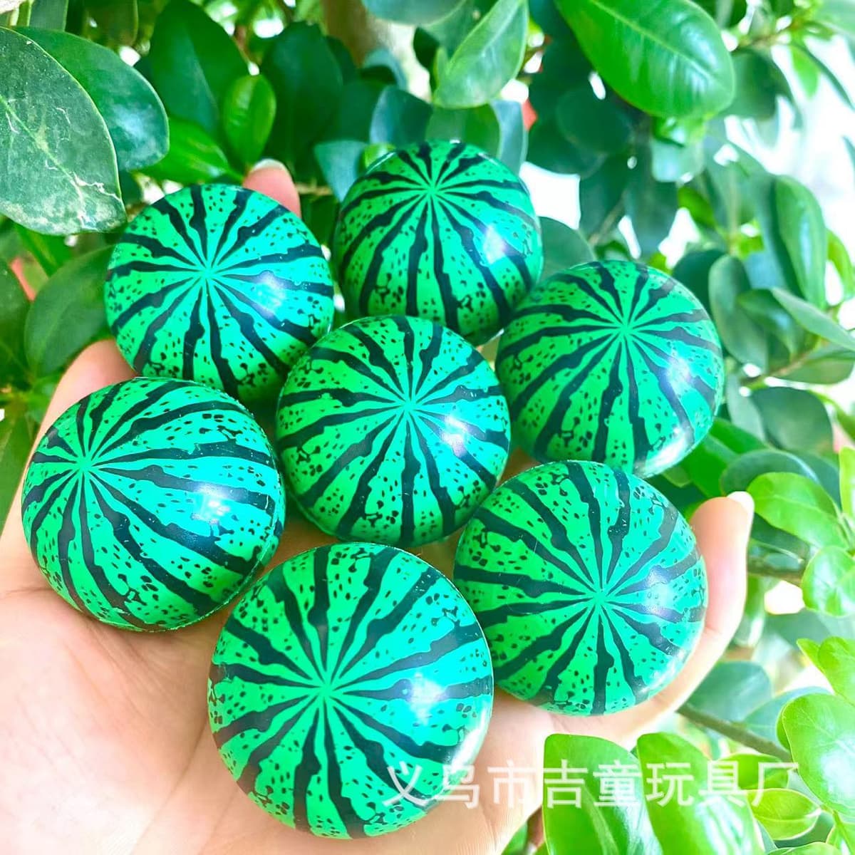 No. 45 green watermelon printed bouncy balls 50 pieces