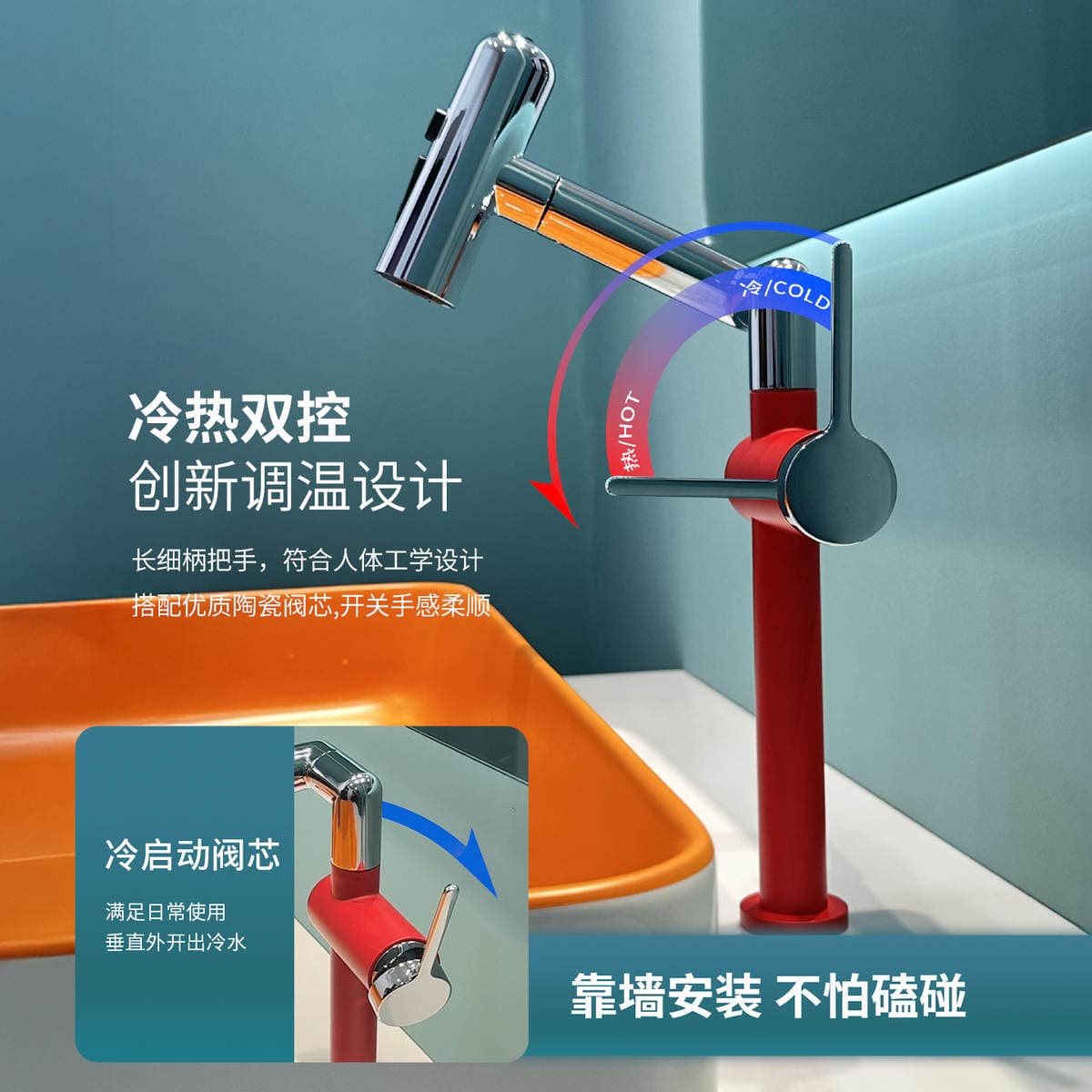 Premium All-Copper Mechanical Arm Basin Faucet for Bathroom Washbasin Countertop Basin, Lucky Cat Faucet 2