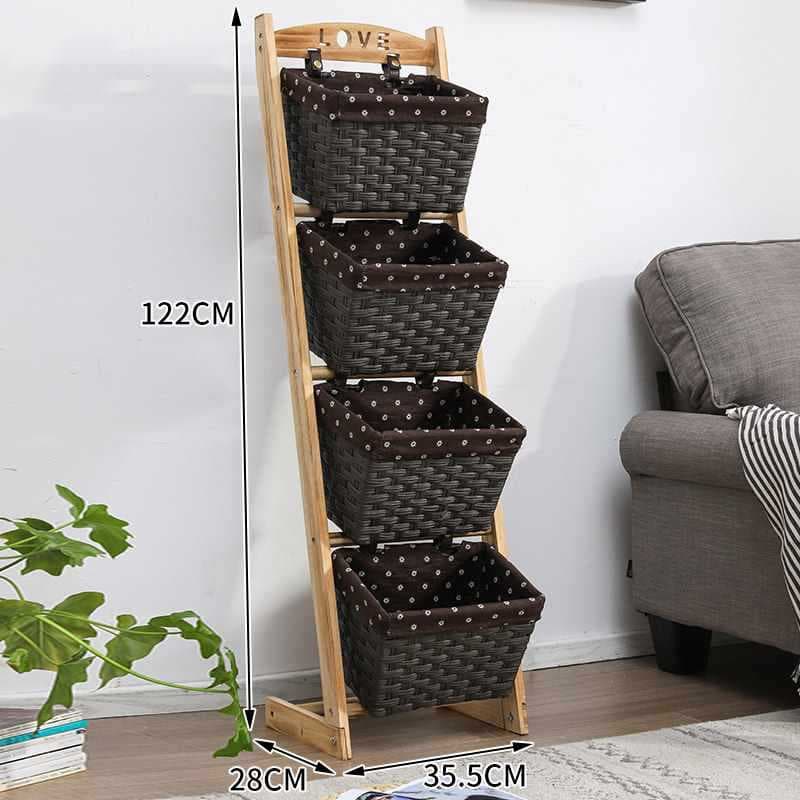 Brown leather basket + light burning rod, single row, four layers