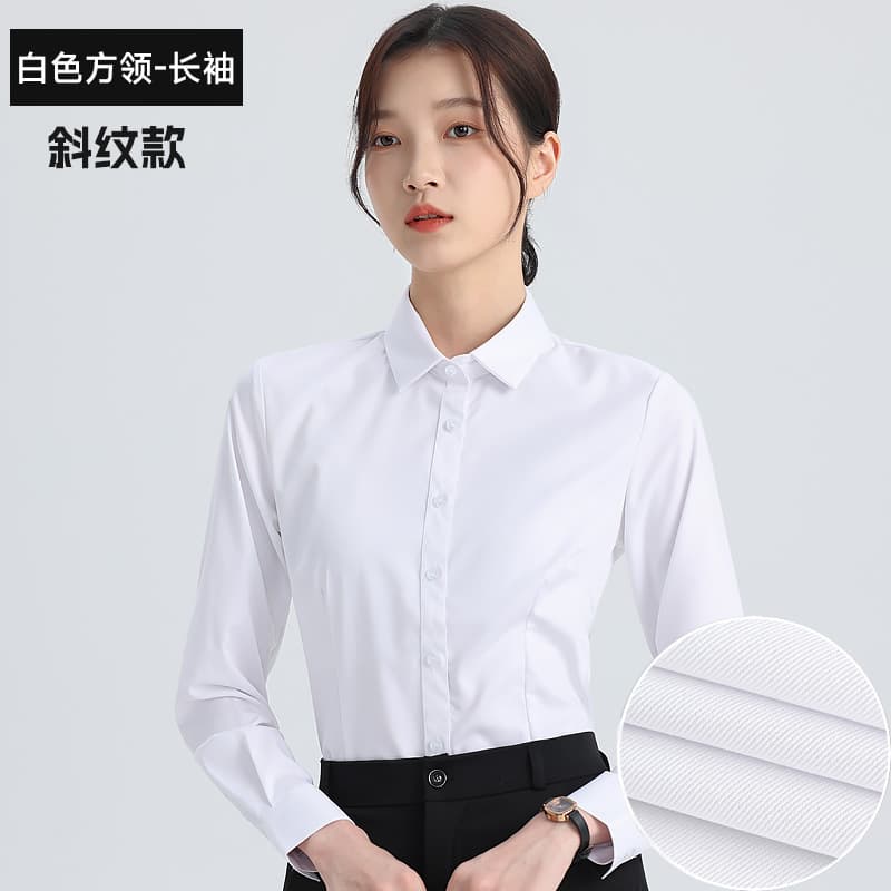 [square collar] white long sleeves (twill)