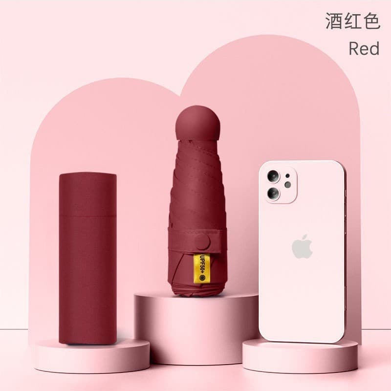 50% off umbrella (foldable 18cm )—burgundy