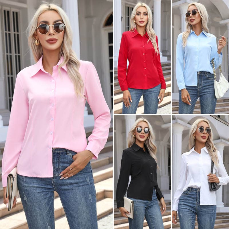 2026 Cross-Border Amazon European and American New Style Foreign Trade Women's Fashion Casual Long-Sleeved Cardigan Button-Up Shirt Top for Women 1