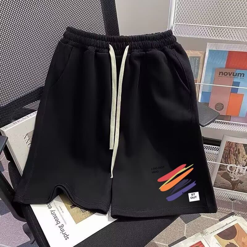 Striped hemp rope shorts black