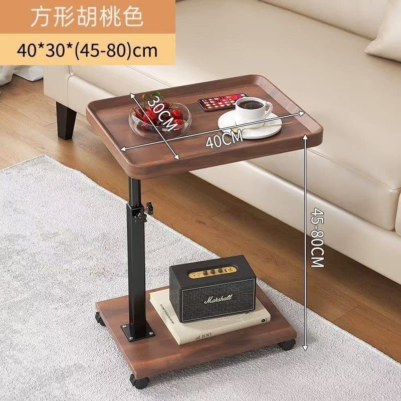 Walnut color square table-40*30*45-80