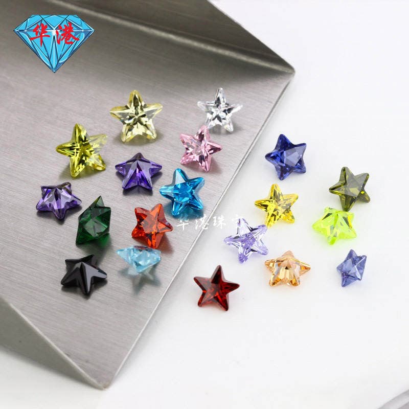 Huagang gem five-pointed star zircon bare stone ring surface wholesale white color artificial CZ white stone main stone AAA 4