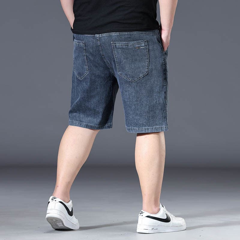 Men's Fattened Denim Shorts, Loose Trousers, Summer Elastic Fat Trousers, Large Size Mid-Length Trousers, High-Waisted Breeches 4
