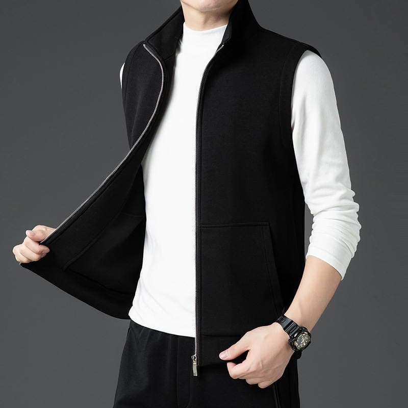 Spring and Autumn Stand-Up Collar Casual Vest for Men 2024 New Style Outerwear Trendy Sleeveless Sweatshirt Zipper Vest Men's Jacket 4