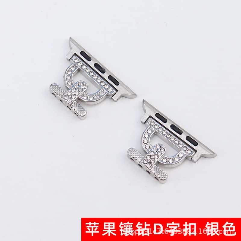 New diamond-encrusted beaded d-buckle-silver