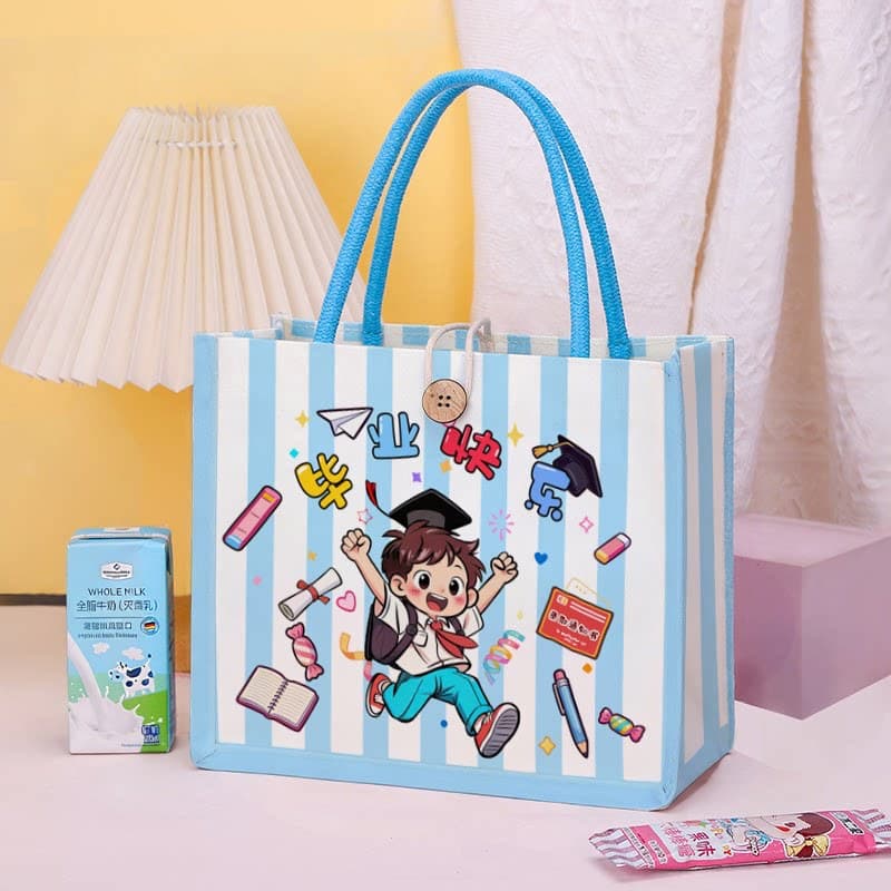Happy graduation-blue and white striped boy style
