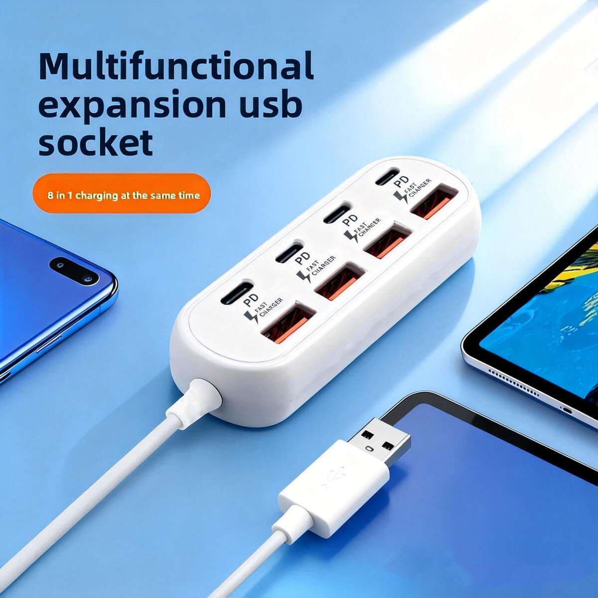 Səkkizi-birində Dokinq Stansiyası, 4 USB, 4 Type-C, PD Sürətli Şarj 2