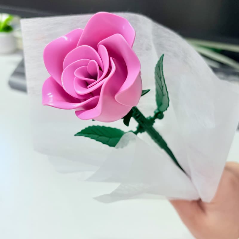 Pl single pink rose (bag)
